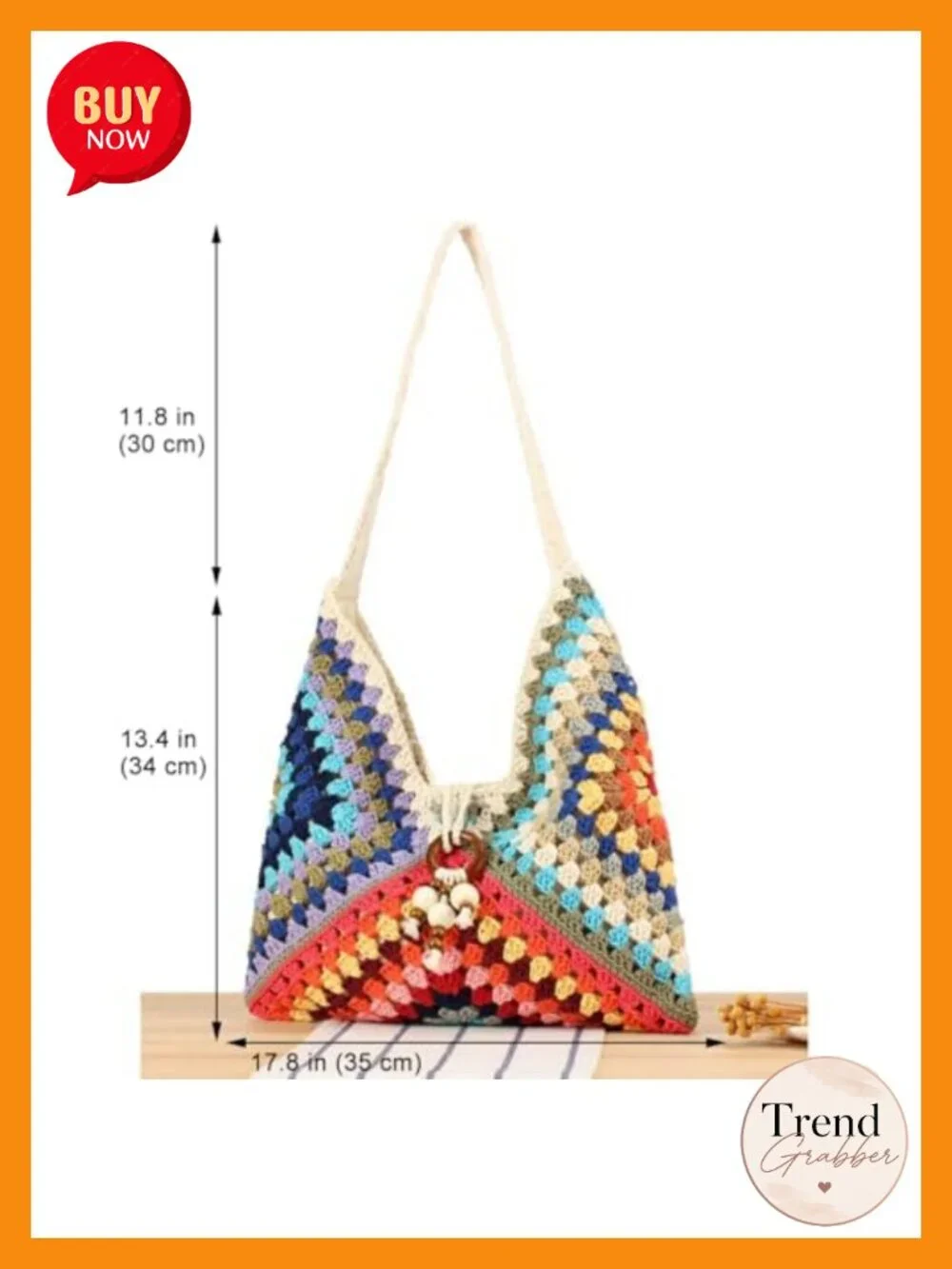 Crochet Hobo Bag Summer Beach Tote Handcrafted Bohemian Ethnic Shoulder Purse